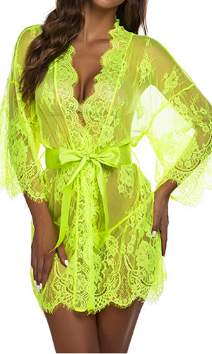 2022 colors lime green lingerie robe