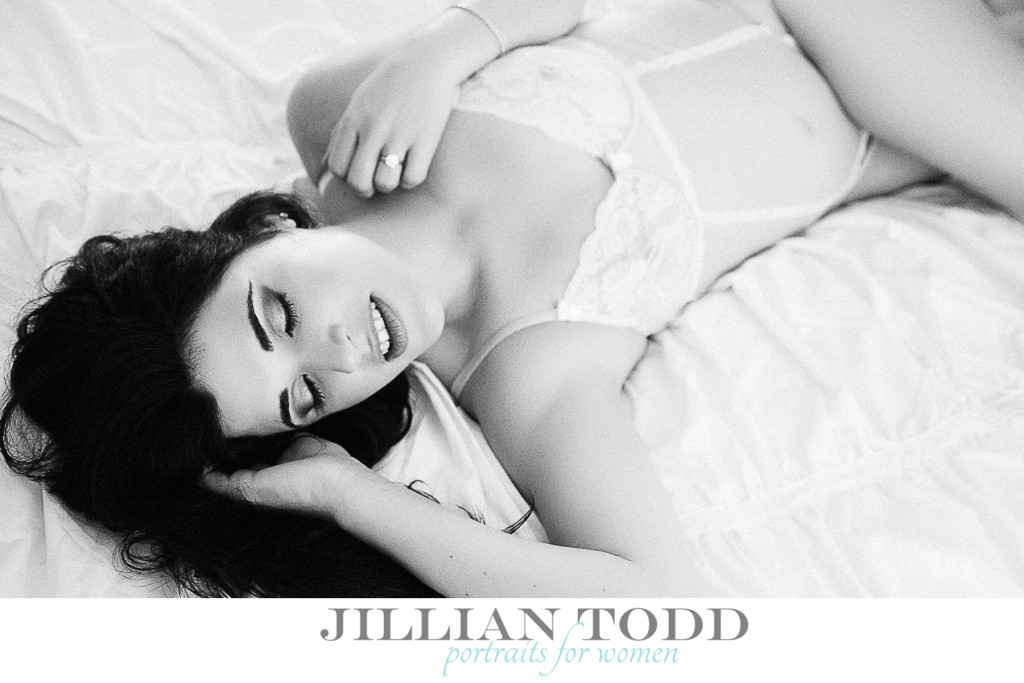 black and white boudoir photography for a sexy bridal gift