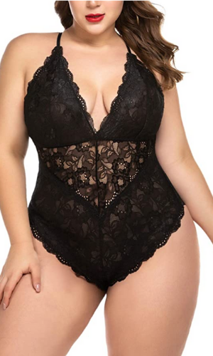 black bodysuit lingerie for plus size women